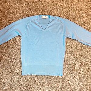 Men’s Large Blue 70's Vintage Sears Sportswear V-Neck Acrylic Knit Sweatshirt